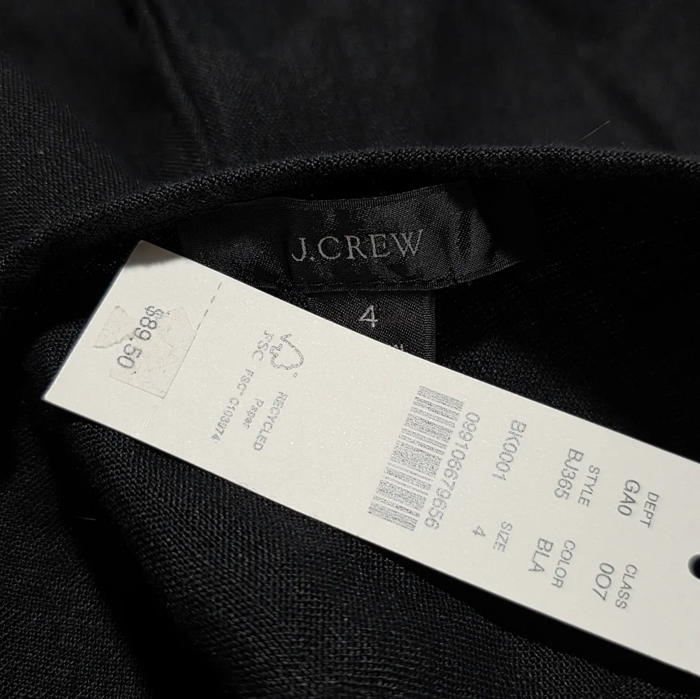 J. Crew V-Back Linen Top in Black Size 4 NWT